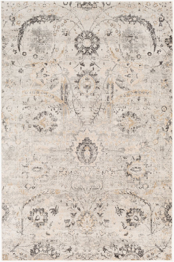 Livabliss Indigo Traditional Polypropylene Area Rug with Ornamental Pattern for Entryway or Bath Charcoal, Musta 6'4" x 9' IGO2318-679