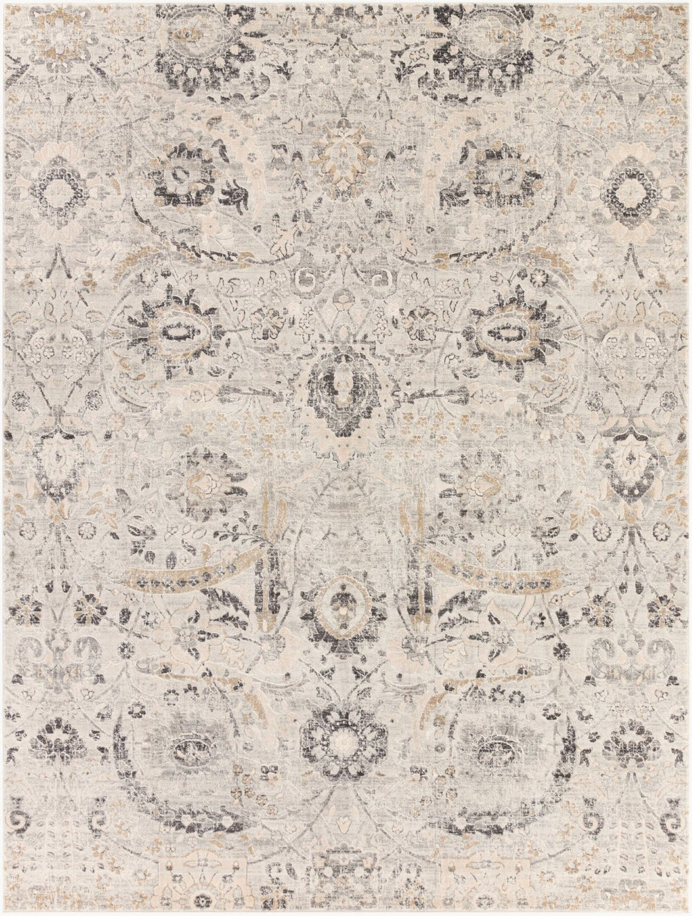 Livabliss Indigo Traditional Polypropylene Area Rug with Ornamental Pattern for Entryway or Bath Charcoal, Musta 7'8" x 10'2" IGO2318-710102
