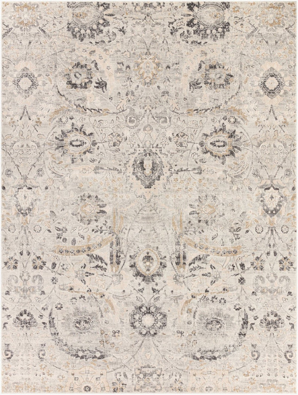 Livabliss Indigo Traditional Polypropylene Area Rug with Ornamental Pattern for Entryway or Bath Charcoal, Musta 7'8" x 10'2" IGO2318-710102