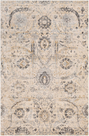 Livabliss Indigo Traditional Polypropylene Accent Rug Machine Woven for Entryways and Bedrooms Charcoal, Beige 4'2" x 5'7" IGO2319-4357