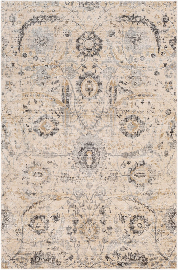 Livabliss Indigo Traditional Polypropylene Accent Rug Machine Woven for Entryways and Bedrooms Charcoal, Beige 4'2" x 5'7" IGO2319-4357