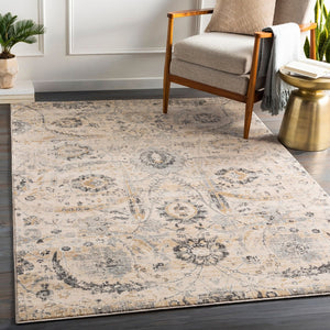 Livabliss Indigo Traditional Polypropylene Accent Rug Machine Woven for Entryways and Bedrooms Charcoal, Beige 4'2" x 5'7" IGO2319-4357
