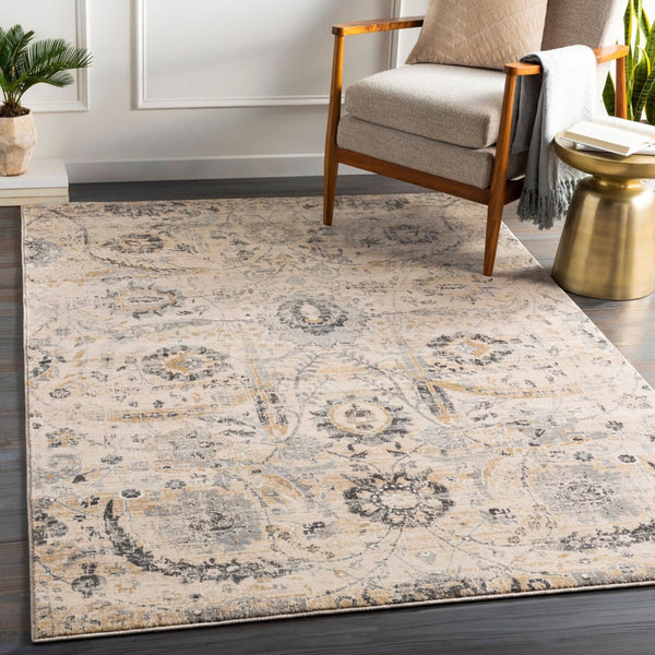 Livabliss Indigo Traditional Polypropylene Accent Rug Machine Woven for Entryways and Bedrooms Charcoal, Beige 4'2" x 5'7" IGO2319-4357