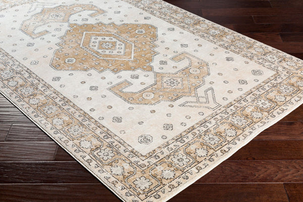 Livabliss Indigo Traditional Polypropylene Area Rug Machine Woven in Turkey for High Traffic Rooms Mustard, Gray 4'2" x 5'7" IGO2321-4357