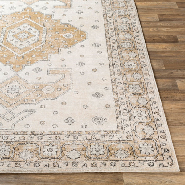 Livabliss Indigo Traditional Polypropylene Area Rug Machine Woven in Turkey for High Traffic Rooms Mustard, Gray 4'2" x 5'7" IGO2321-4357
