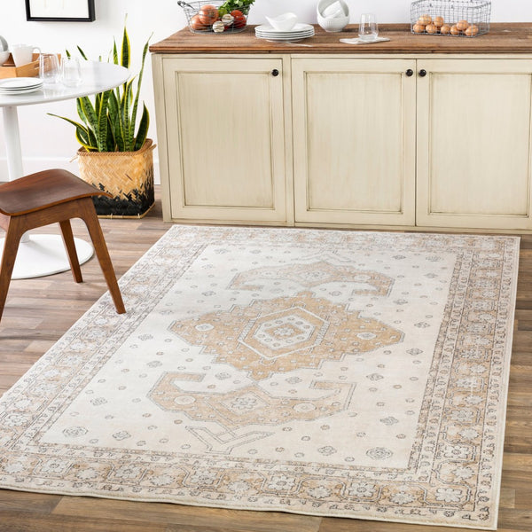 Livabliss Indigo Traditional Polypropylene Area Rug Machine Woven in Turkey for High Traffic Rooms Mustard, Gray 4'2" x 5'7" IGO2321-4357