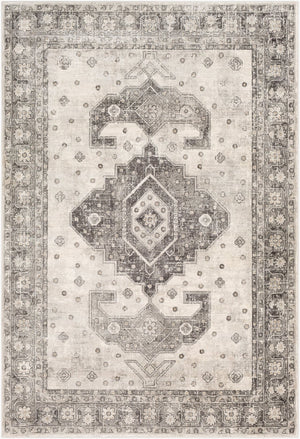 Livabliss Indigo Traditional Pattern Polypropylene Area Rug for Entryways Bathrooms and Bedside Charcoal, Gray 4'2" x 5'7" IGO2322-4357