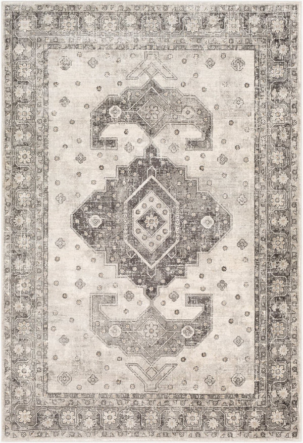 Livabliss Indigo Traditional Pattern Polypropylene Area Rug for Entryways Bathrooms and Bedside Charcoal, Gray 4'2" x 5'7" IGO2322-4357