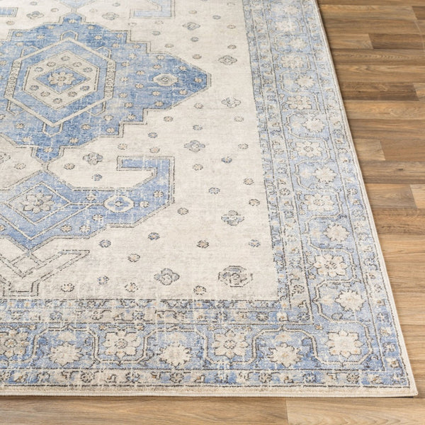 Livabliss Indigo Traditional Polypropylene Area Rug Turkey Woven Medium Pile Living Room Accent Denim, Gray 4'2" x 5'7" IGO2325-4357