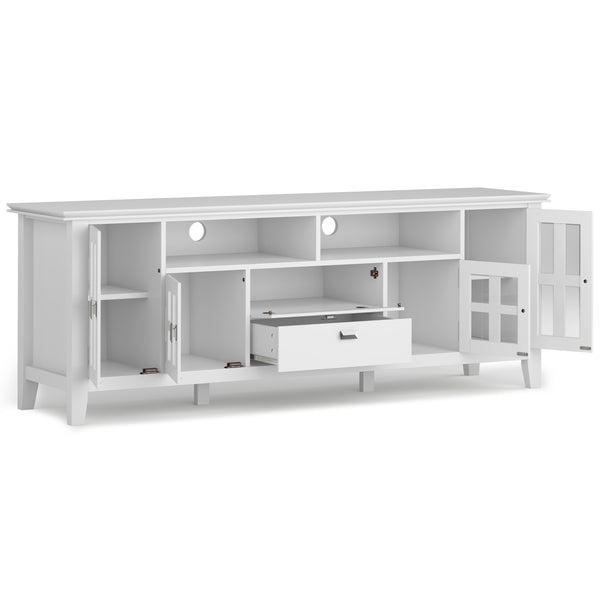 English Elm Artisan 72" White Tv Media Stand – Handcrafted Solid Wood With Modern Storage & Cable Management Solutions B136P158428