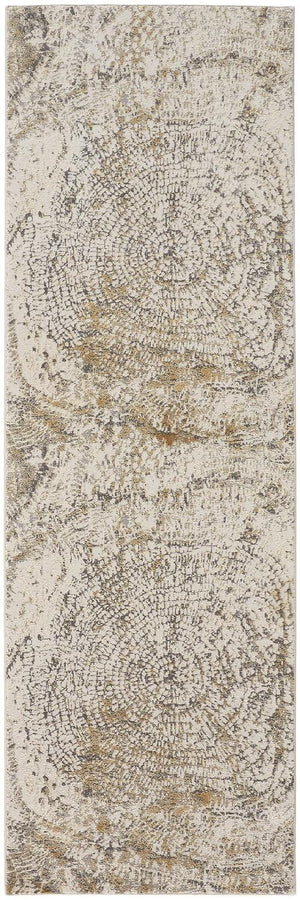 Feizy Rugs Parker Abstract Distressed Rug - Contemporary Viscose And Polyester Design For Modern Interiors Ivory,Tan,Gray Viscose,Polyester Prk3702fslvivyi68