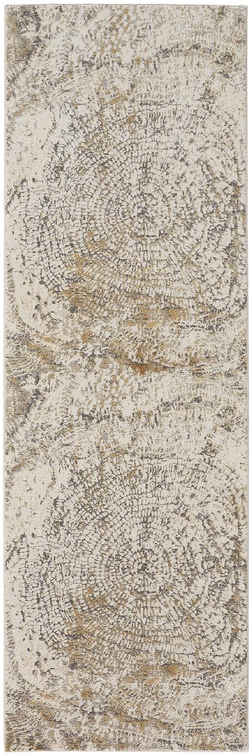 Feizy Rugs Parker Abstract Distressed Rug - Contemporary Viscose And Polyester Design For Modern Interiors Ivory,Tan,Gray Viscose,Polyester Prk3702fslvivyi68