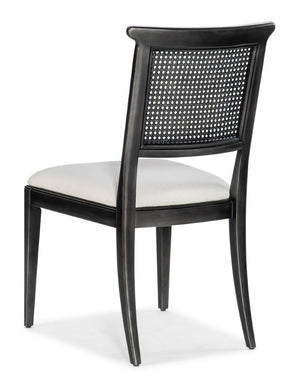 Hooker Furniture Charleston Colonial-Style Upholstered Side Chair With Woven Cane Back, Distressed Magnolia Finish And Comfort Seat Black 6750-75410-95