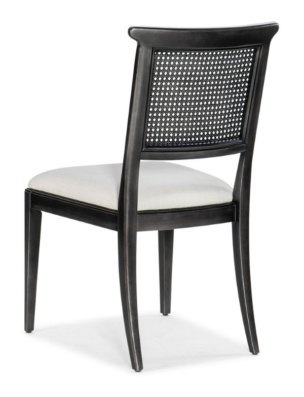 Hooker Furniture Charleston Colonial-Style Upholstered Side Chair With Woven Cane Back, Distressed Magnolia Finish And Comfort Seat Black 6750-75410-95
