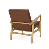 Christopher Knight Home® - Noble House - Marcola Mid Century Modern Upholstered Club Chair with Wood Frame, Cognac Brown and Walnut