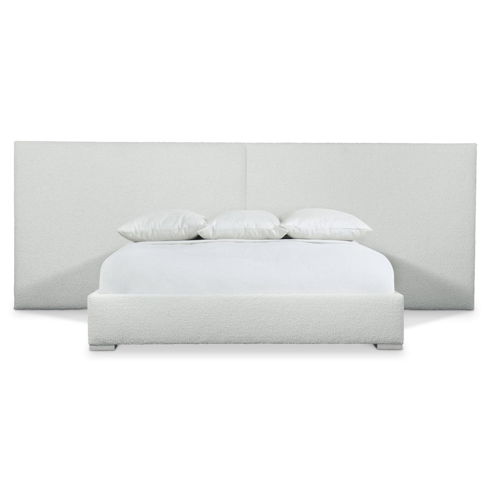 Bernhardt Bernhardt Solaria Fully Upholstered Panel Bed With Dual Headboard Panels And Exposed Ash Feet, Luxe Retro-Modern Appeal Weathered Bone 160"W x 90"D x 58"H K1748