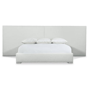 Bernhardt Bernhardt Solaria Fully Upholstered Panel Bed With Dual Headboard Panels And Exposed Ash Feet, Luxe Retro-Modern Appeal Weathered Bone 160"W x 90"D x 58"H K1748