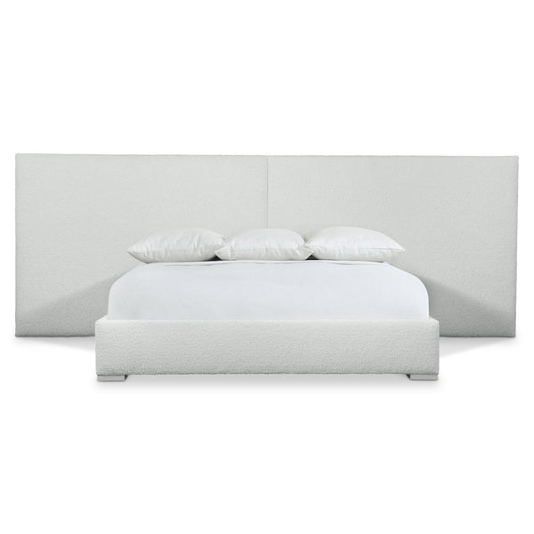 Bernhardt Bernhardt Solaria Fully Upholstered Panel Bed With Dual Headboard Panels And Exposed Ash Feet, Luxe Retro-Modern Appeal Weathered Bone 160"W x 90"D x 58"H K1748
