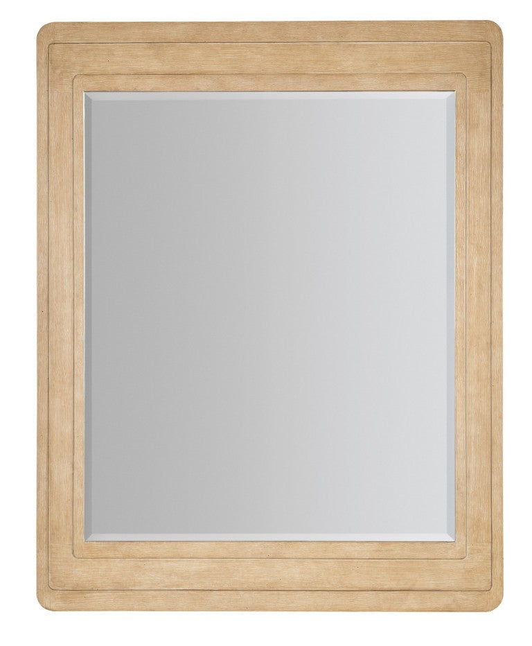Hooker Furniture Retreat Beveled Landscape Mirror With Dune Oak Veneer, Layered Stepped Frame, Coastal Distress 6950-90008-80