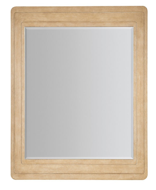 Hooker Furniture Retreat Beveled Landscape Mirror With Dune Oak Veneer, Layered Stepped Frame, Coastal Distress 6950-90008-80