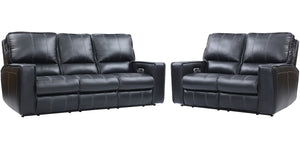 Parker House Rockford - Verona Black Power Reclining Sofa And Loveseat Black Top Grain Leather With Match (X) Mroc-32ph-vbk