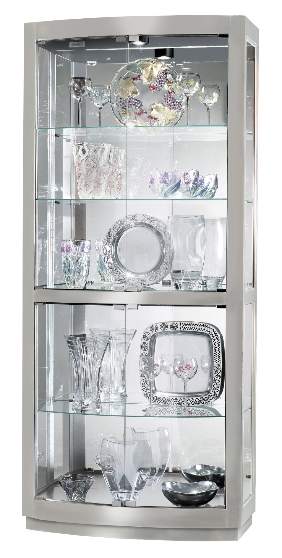Hekman Furniture 680396 Bradington Ii Curio Cabinet - Elegant Glass Display With Adjustable Lighting & Detailed Design Silver Bradington Ii Curio Cabinet 680396