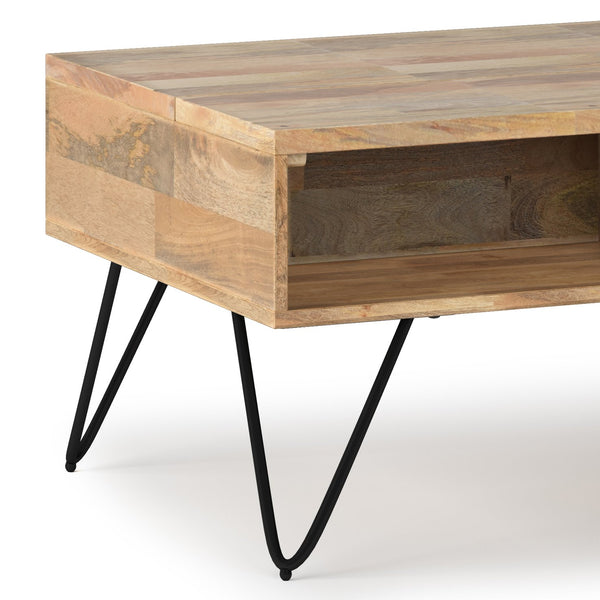 English Elm Hunter Small Lift Top Coffee Table - Handcrafted Mango Wood With Industrial Design & Storage Solutions B136P158744