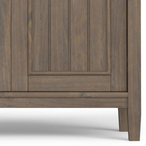 English Elm Lev Solid Wood Low Storage Cabinet Smoky Brown – Handcrafted Transitional 2-Door Cabinet w/ Shelves, Bronze Handles B136P158818