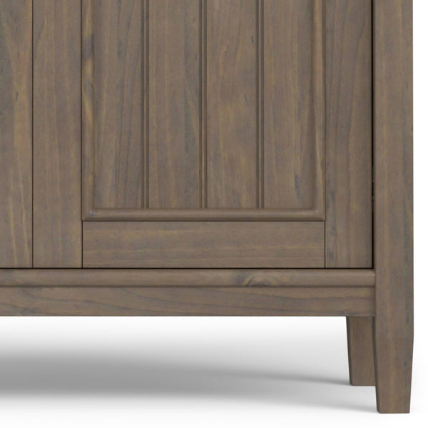 English Elm Lev Solid Wood Low Storage Cabinet Smoky Brown – Handcrafted Transitional 2-Door Cabinet w/ Shelves, Bronze Handles B136P158818