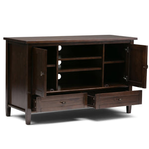 English Elm Warm Shaker Tv Media Stand - Handcrafted Tobacco Brown With Ample Storage & Timeless Design B136P159720-GIGA