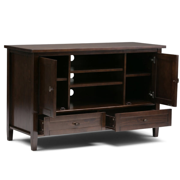 English Elm Warm Shaker Tv Media Stand - Handcrafted Tobacco Brown With Ample Storage & Timeless Design B136P159720-GIGA