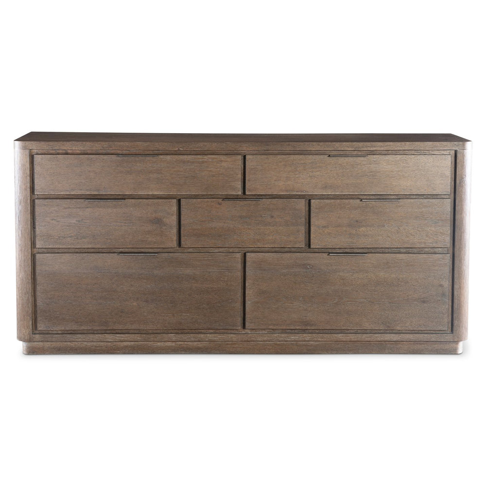 Bernhardt Bernhardt Outline Dresser With Wire‑Brushed Oak Grain, 7 Soft‑Close Drawers & Textured Aluminum Pulls 360050