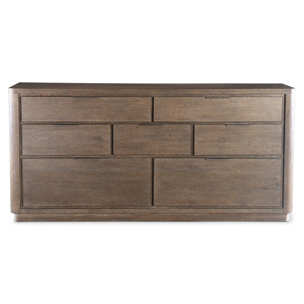 Bernhardt Bernhardt Outline Dresser With Wire‑Brushed Oak Grain, 7 Soft‑Close Drawers & Textured Aluminum Pulls 360050