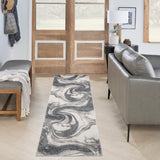 Nourison Astra Machine Washable ASW15 Machine Made Power-loomed Borderless Design Indoor Only Modern  Rug Ivory Grey, Ivory Grey 100% Polyester 99446977885