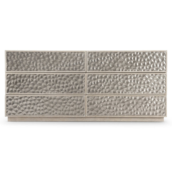 Bernhardt Bernhardt Hansby 72” Dresser In Trevin Light Wood With Hammered Cast-Aluminum Fronts & Push-Open Drawers 338052