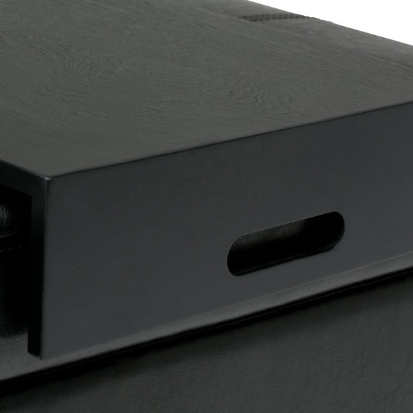 English Elm Oregon Storage Ottoman Bench with Tray — Midnight Vegan Faux Leather, Tufted Seating, Lift-Top Storage Black B136P158183