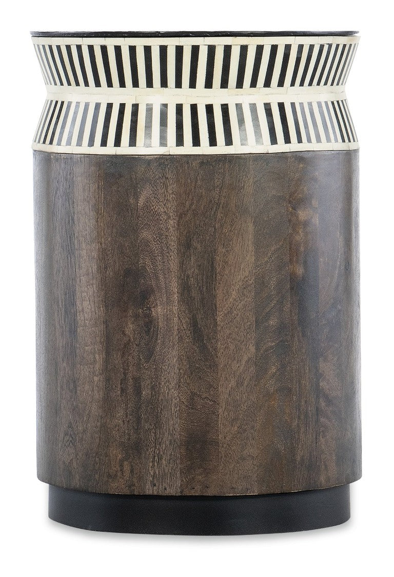 Hooker Furniture Commerce Jacobs Ladder End Table — Tribal-Inspired Black & White Bone Inlay, Mango Wood Plinth, Compact Sculptural Accent For Bedside Or Living Room (16" X 24") 7228-80152-89