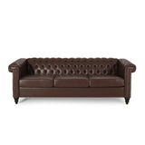 Christopher Knight Home® - Noble House - Parkhurst Tufted Chesterfield Faux Leather 3 Seater Sofa