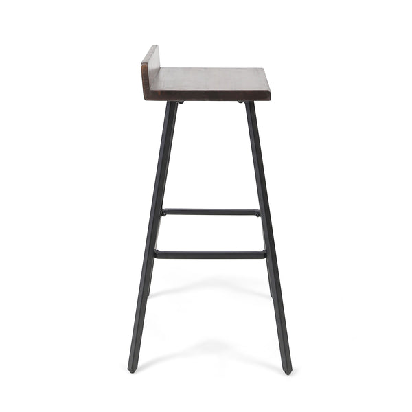 English Elm Christopher Knight Home® - JUT Bidwell Acacia Wood Bar Stool Set of 2 — Handcrafted Low-Back Counter Stools with Iron Legs Brown 64648.00DBRN