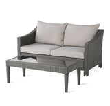 Christopher Knight Home® - Noble House - Antibes Outdoor Wicker Loveseat And Coffee Table With Cushions