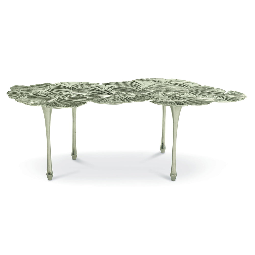 Bernhardt Bernhardt Annabella Ginkgo Leaf Cocktail Table — Satin Nickel Cast Aluminum, Sculptural Modern Centerpiece 379024