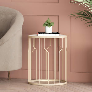 Christopher Knight Home® - Noble House - Redden Modern Glam Faux Marble Side Table, White and Champagne Silver