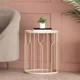 Christopher Knight Home® Redden Modern Glam Side Table, White/Champagne Silver, Faux Marble