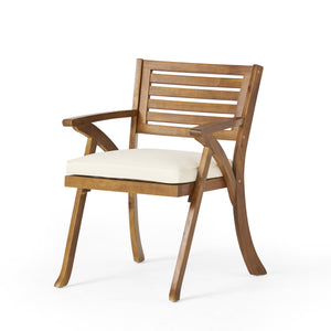English Elm Helen Outdoor Acacia Hardwood Dining Chairs Curved Slat Back Patio Set of Two 54555.00TEA
