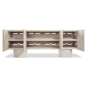 Bernhardt Bernhardt Antibes Entertainment Credenza With Rustic Oak Roz Finish, Pumice Pedestals & Media-Ready Storage 350880