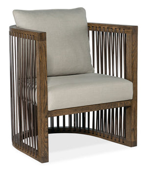 Hooker Furniture Wilde Club Chair With Sorrel Oak U-Frame, Top-Grain Leather Straps & Taupe Linen-Blend Comfort CC290-410
