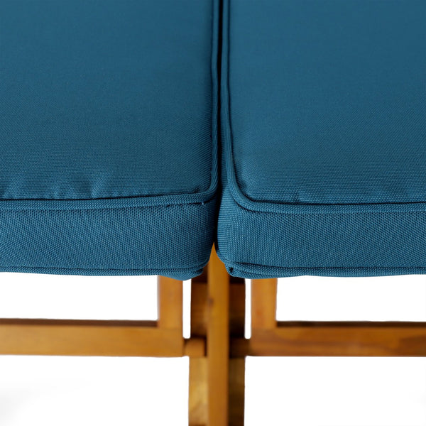 English Elm Christopher Knight Home® - Perla Double Chaise Lounge - Stylish Acacia Wood Seating With Plush Cushions For Ultimate Comfort 63357.00BLU