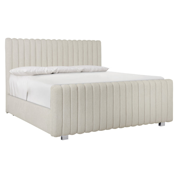 Bernhardt Bernhardt Silhouette Upholstered Queen Bed With Vertical Channeling, Metal Feet, Slat System—Glam Transitional Design K1658