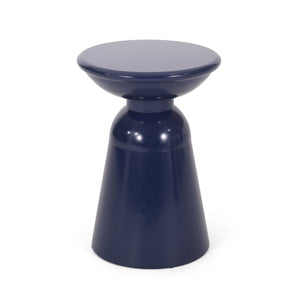 English Elm Serenita Outdoor Powder Coated Iron Pedestal Side Tables Sculptural Flared Set of Two Navy Blue 73614.00NBLU