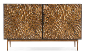 Hooker Furniture Melange Bronze Swirled Two-Door Credenza With Soft-Close Doors, Media-Ready Storage & Sculptural Legs 628-50216-15